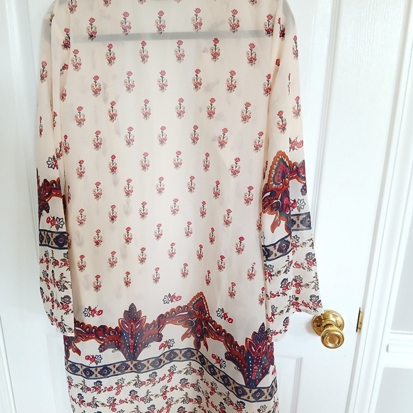 Jorja  Oriental Floral Paisley Open Front Long Sleeve Sheer Kimono Size S - Picture 7 of 7